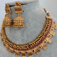 Ruby Gold Necklace South Indian Jewelry Temple Jewelry Guttapusalu Necklace Wedding necklace