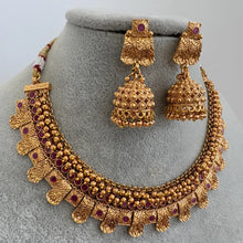 Ruby Gold Necklace South Indian Jewelry Temple Jewelry Guttapusalu Necklace Wedding necklace