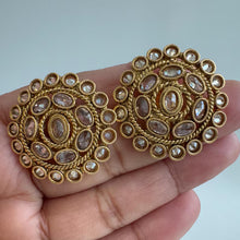 Gold Polki Stud Earrings/ Gold Stud Earrings/Indian Studs/Indian Jewelry/Kundan Studs/Sabyasachi studs/Bridal Jewelry/Indian wedding