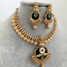 Green Gold Necklace Antique Temple Necklace With Gold Plating Guttapusalu Necklace Wedding necklace Bridal necklace Indian Necklace
