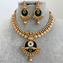 Green Gold Necklace Antique Temple Necklace With Gold Plating Guttapusalu Necklace Wedding necklace Bridal necklace Indian Necklace