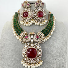 Raveena Tandon inspired Rubygreen Premium Moissanite Polki Doublet Victorian Necklace/Sabyasachi/Indian/Bollywood/Celebrity/PakistaniWedding