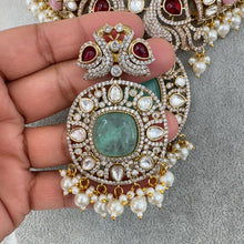 Raveena Tandon inspired MintPink Premium Moissanite Polki Doublet Victorian Necklace/Sabyasachi/Indian/Bollywood/Celebrity/Pakistani wedding