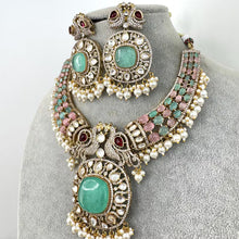 Raveena Tandon inspired MintPink Premium Moissanite Polki Doublet Victorian Necklace/Sabyasachi/Indian/Bollywood/Celebrity/Pakistani wedding