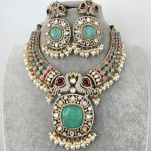 Raveena Tandon inspired MintPink Premium Moissanite Polki Doublet Victorian Necklace/Sabyasachi/Indian/Bollywood/Celebrity/Pakistani wedding