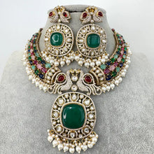 Raveena Tandon inspired Navratan Premium Moissanite Polki Doublet Victorian Necklace/Sabyasachi/Indian/Bollywood/Celebrity/Pakistani wedding