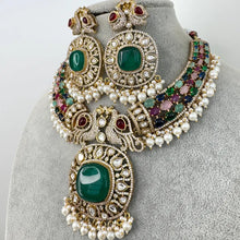Raveena Tandon inspired Navratan Premium Moissanite Polki Doublet Victorian Necklace/Sabyasachi/Indian/Bollywood/Celebrity/Pakistani wedding