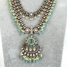 Mint Premium Quality Victorian Moissanite Polki Kundan Necklace/Statement Long Set/Semi Precious/Rani Haar/Indian wedding/Bridal Collection
