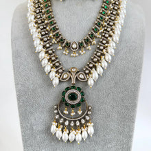 Green Premium Quality Victorian Moissanite Polki Kundan Necklace/Statement Long /Semi Precious/Rani Haar/Indian wedding/Bridal Collection