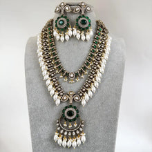 Green Premium Quality Victorian Moissanite Polki Kundan Necklace/Statement Long /Semi Precious/Rani Haar/Indian wedding/Bridal Collection