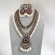 Ruby Premium Quality Victorian Moissanite Polki Kundan Necklace/Statement Long /Semi Precious/Rani Haar/Indian wedding/Bridal Collection
