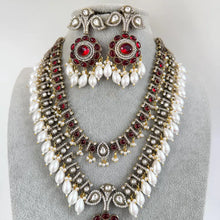 Ruby Premium Quality Victorian Moissanite Polki Kundan Necklace/Statement Long /Semi Precious/Rani Haar/Indian wedding/Bridal Collection