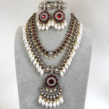 Ruby Premium Quality Victorian Moissanite Polki Kundan Necklace/Statement Long /Semi Precious/Rani Haar/Indian wedding/Bridal Collection