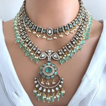 Mint Premium Quality Victorian Moissanite Polki Kundan Necklace/Statement Long Set/Semi Precious/Rani Haar/Indian wedding/Bridal Collection