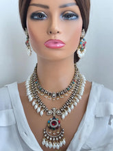 Navratan Premium Quality Victorian Moissanite Polki Kundan Necklace/Statement Long /Semi Precious/Rani Haar/Indian wedding/Bridal Collection