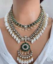 Green Premium Quality Victorian Moissanite Polki Kundan Necklace/Statement Long /Semi Precious/Rani Haar/Indian wedding/Bridal Collection