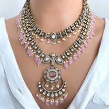 Pink Premium Quality Victorian Moissanite Polki Kundan Necklace/Statement Long Set/Semi Precious/Rani Haar/Indian wedding/Bridal Collection