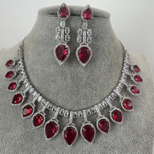 Ruby Silver CZ Diamond necklace/Diamond/CZ Stones Necklace Set/Elegant/Unique Jewelry/Indian/Pakistani/Bollywood/Indian Wedding/Bridal