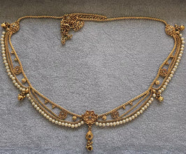 Delicate gold plated polki Belly Chain/Belly chain/Belt/Indian waist belt/Kamarpatta/waist chain/jewelry belt/Kamarbandh/Pearl Belt/Polki