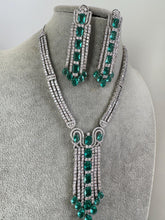 RamaGreen Silver CZ Diamond necklace, American Diamond Necklace,Indian pakistani jewelry for wedding, gift for her, bridal jewelry