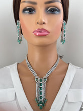 RamaGreen Silver CZ Diamond necklace, American Diamond Necklace,Indian pakistani jewelry for wedding, gift for her, bridal jewelry