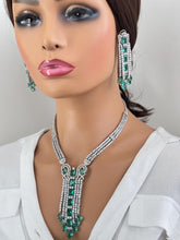 RamaGreen Silver CZ Diamond necklace, American Diamond Necklace,Indian pakistani jewelry for wedding, gift for her, bridal jewelry