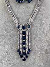 Sapphire Blue Silver CZ Diamond necklace, American Diamond Necklace,Indian pakistani jewelry for wedding, gift for her, bridal jewelry