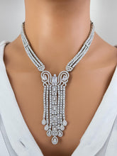 White Silver CZ Diamond necklace, American Diamond Necklace,Indian pakistani jewelry for wedding, gift for her, bridal jewelry