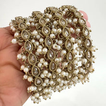 Restocked Bollywood Style Polki Kundan antique finish Pearl Bangles (4pcs) Punjabi Pearl bangles/Bridal bangles/wedding jewelry/pakistani