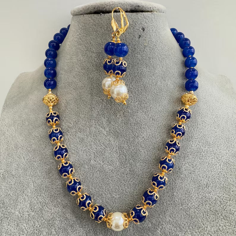 Antique Mala Necklace With Gold Plating, Antique necklace, Indian Jewelry, Pakistani Jewelry, Pearl Beads Mala Necklace, Gift for her