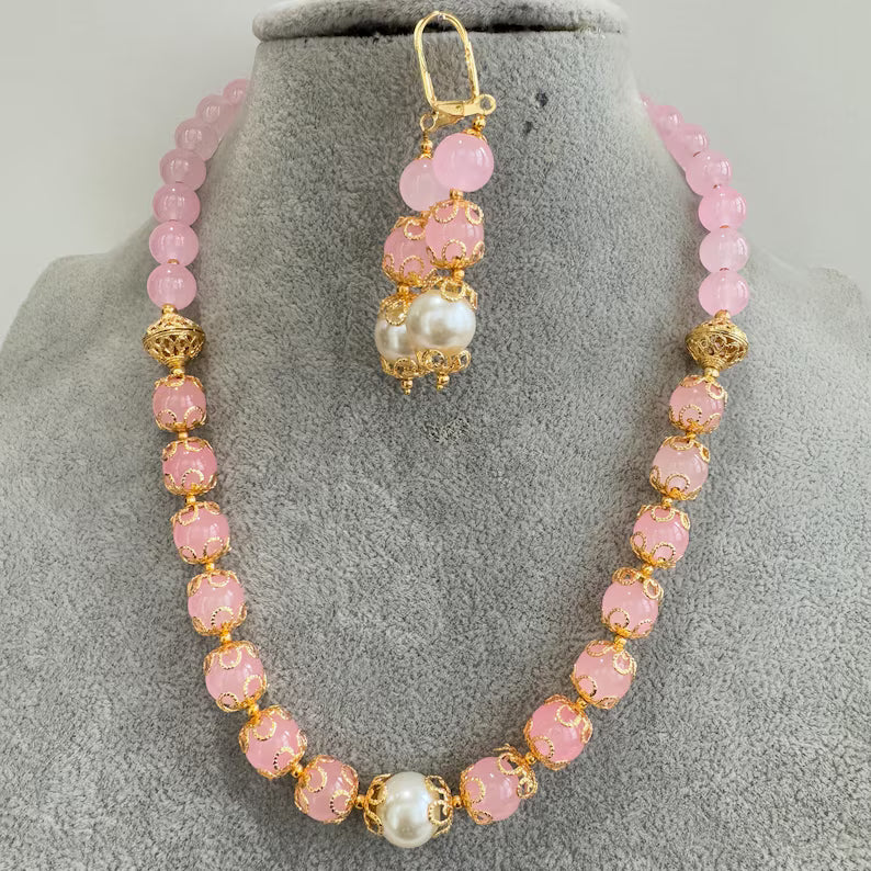 Antique Mala Necklace With Gold Plating, Antique necklace, Indian Jewelry, Pakistani Jewelry, Pearl Beads Mala Necklace, Gift for her