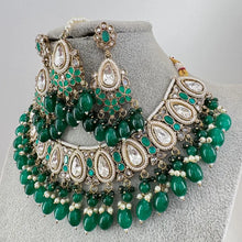 Emerald Green Kundan Necklace Set, Kundan Choker, Bollywood Jewelry, Indian Pakistani jewelry for wedding