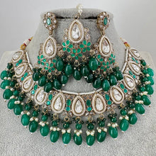 Emerald Green Kundan Necklace Set, Kundan Choker, Bollywood Jewelry, Indian Pakistani jewelry for wedding