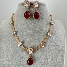 Ruby Doublet Antique Gold Kundan Necklace, South Indian Jewelry, Fusion Necklace Wedding necklace, Gold Necklace, Victorian uncut kundan