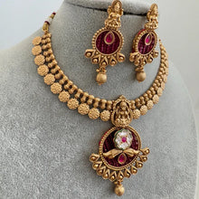 Ruby Gold Necklace Antique Temple Necklace With Gold Plating Guttapusalu Necklace Wedding necklace Bridal necklace Indian Necklace