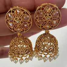 Gold plated Polki Jhumka/stone Jhumka/Indian Jewelry/Pakistani/Punjabi/Indian/Statement earring/Bridal earring/Indian wedding
