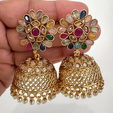 Gold Plated Polki Jhumka/stone Jhumka/Indian Jewelry/Pakistani/Punjabi/Indian/Statement earring/Bridal earring/Indian wedding