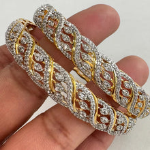 Set of 2 Gold American Diamond bangles/2 Tone CZ Bangles/Bracelet/Indian Party Bangles/CZ stone bangle/Indian wedding/bridal jewelry