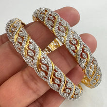 Set of 2 Gold American Diamond bangles/2 Tone CZ Bangles/Bracelet/Indian Party Bangles/CZ stone bangle/Indian wedding/bridal jewelry