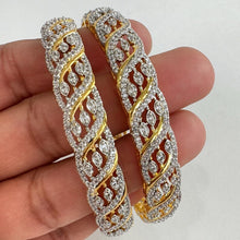 Set of 2 Gold American Diamond bangles/2 Tone CZ Bangles/Bracelet/Indian Party Bangles/CZ stone bangle/Indian wedding/bridal jewelry