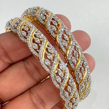 Set of 2 Gold American Diamond bangles/2 Tone CZ Bangles/Bracelet/Indian Party Bangles/CZ stone bangle/Indian wedding/bridal jewelry