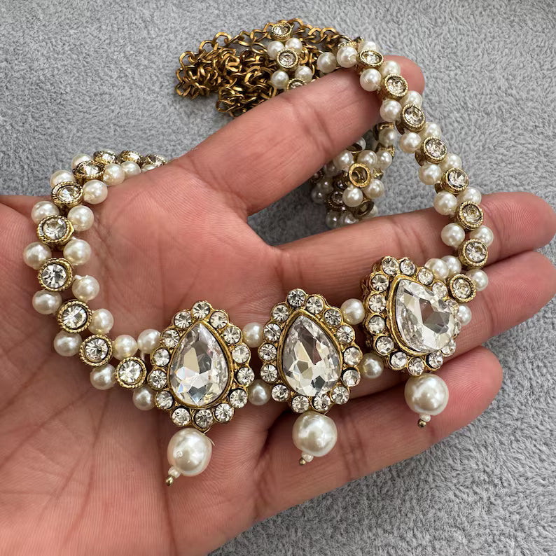 Antique Stone Pearl Belly Chain/Kundan Belly chain/Polki Belt/Indian waist belt/Kamarpatta/waist chain/jewelry belt/Kamarbandh/Kundan Belt