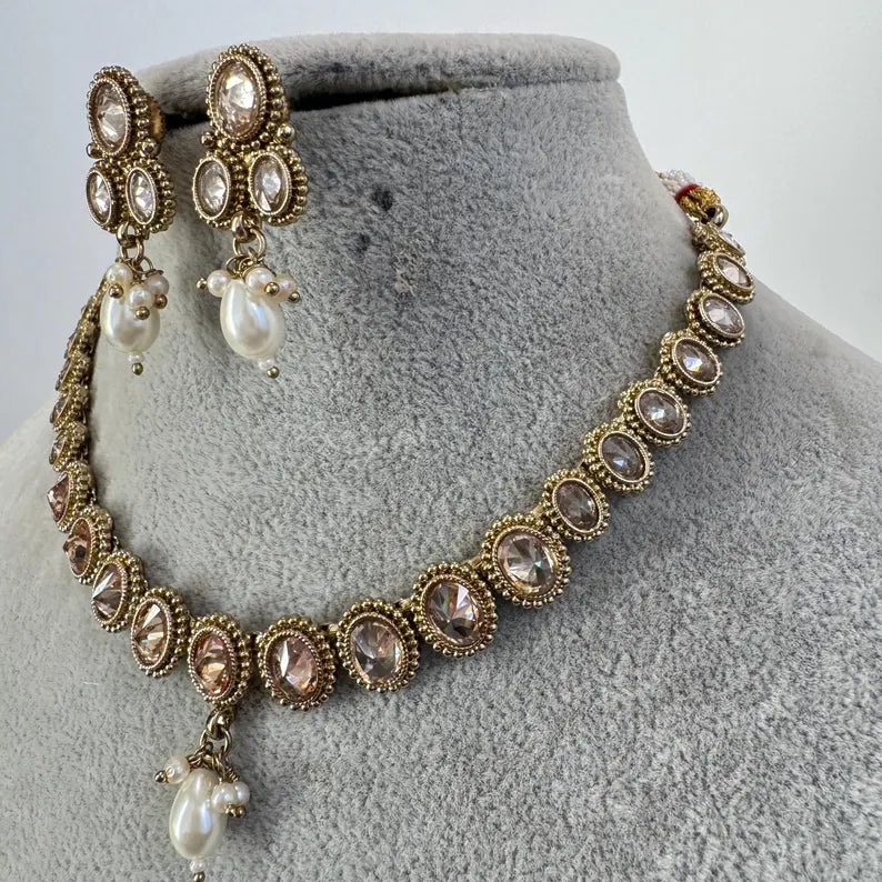 Antique Polki Kundan necklace/Indian jewelry/Punjabi/Pakistani/Wedding necklace/Bridal necklace/Indian necklace