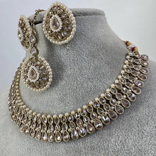 Multi Antique Polki Kundan necklace set/Reverse Ad Necklace/Statement necklace/Indian/Punjabi Necklace/Pakistani Jewelry/Bridal necklace/