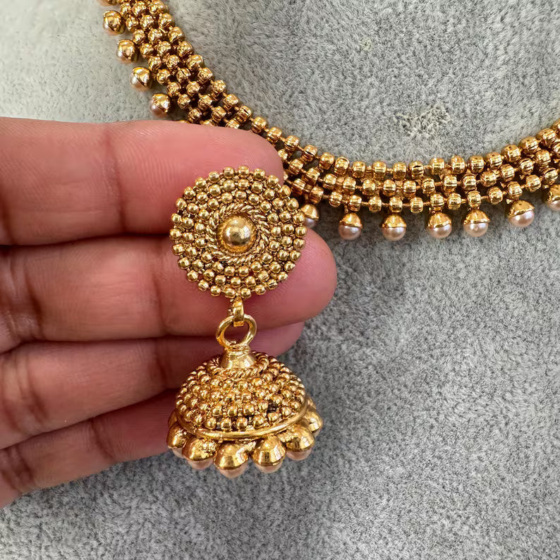 Antique Gold Necklace/South Indian Jewelry/Temple Jewelry/Guttapusalu Necklace/Wedding necklace/Bridal necklace/Indian necklace
