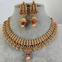 RubyGreen Gold Necklace South Indian Jewelry Temple Jewelry Guttapusalu Necklace Wedding necklace