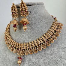 RubyGreen Gold Necklace South Indian Jewelry Temple Jewelry Guttapusalu Necklace Wedding necklace
