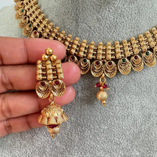 RubyGreen Gold Necklace South Indian Jewelry Temple Jewelry Guttapusalu Necklace Wedding necklace