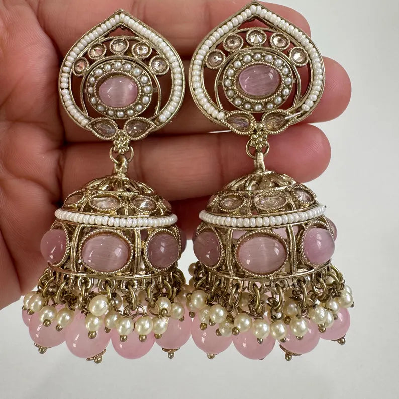 Antique Polki kundan Jhumka/stone Jhumka/Indian Jewelry/Pakistani Jewelry/Punjabi Jewelry/Statement earrings/Bridal earring/Indian wedding