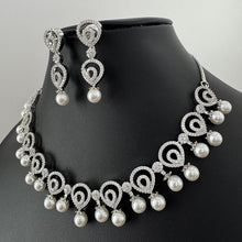 Pearl CZ diamond Necklace, Cubic Zircon Necklace, Indian Jewelry, Pakistani Jewelry, Bollywood Indian Wedding, Prom Necklace, Gift for Her